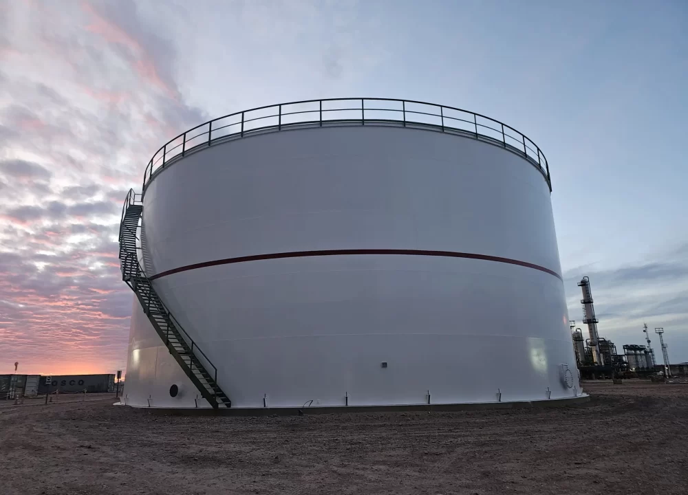 Tanque API 650 montado para TGS con tecnología avanzada de Cantoni.